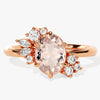 Oval Cut Peach Morganite Engagement Ring with Marquise and Round Moissanites