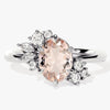 Oval Cut Peach Morganite Engagement Ring with Marquise and Round Moissanites