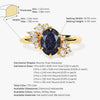 Oval Blue Sandstone Engagement Ring with Round Moissanite Cluster.