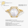 Halo Hexagon Moonstone Engagement Ring with Pave Set Moissanite Sidestones