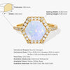 Halo Hexagon Opal Engagement Ring with Pave Set Moissanite Sidestones