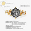 Hexagon Black Rutilated Quartz Nature-Inspired Engagement Ring with Moissanite Sidestones.