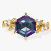 Hexagon Lab Alexandrite Nature-Inspired Engagement Ring with Moissanite Sidestones