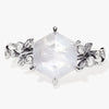 Hexagon Moonstone Nature-Inspired Engagement Ring with Moissanite Sidestones