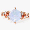 Hexagon Opal Nature-Inspired Engagement Ring with Moissanite Sidestones