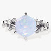 Hexagon Opal Nature-Inspired Engagement Ring with Moissanite Sidestones