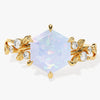 Hexagon Opal Nature-Inspired Engagement Ring with Moissanite Sidestones