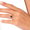 Kite Blue Sandstone Engagement Ring with Baguette Moissanite Sidestones.