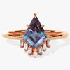 Kite Lab Alexandrite Engagement Ring with Baguette Moissanite Sidestones