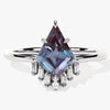 Kite Lab Alexandrite Engagement Ring with Baguette Moissanite Sidestones