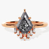 Kite Black Rutilated Quartz Engagement Ring with Baguette Moissanite Sidestones