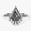 Kite Black Rutilated Quartz Engagement Ring with Baguette Moissanite Sidestones
