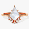 Kite Moonstone Engagement Ring with Baguette Moissanite Sidestones
