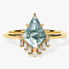 Kite Moss Agate Engagement Ring with Baguette Moissanite Sidestones