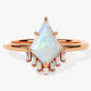 Kite Opal Engagement Ring with Baguette Moissanite Sidestones