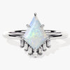 Kite Opal Engagement Ring with Baguette Moissanite Sidestones