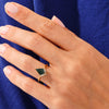 Kite Moss Agate Engagement Ring with Baguette Moissanite Sidestones