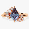 Kite Lab Alexandrite Engagement Ring with Moissanite Sidestones