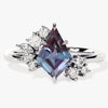 Kite Lab Alexandrite Engagement Ring with Moissanite Sidestones