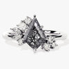 Kite Black Rutilated Quartz Engagement Ring with Moissanite Sidestones.