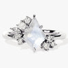 Kite Moonstone Engagement Ring with Moissanite Sidestones