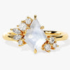 Kite Moonstone Engagement Ring with Moissanite Sidestones