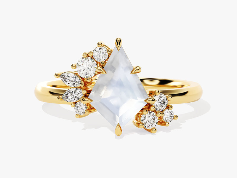 Kite Moonstone Engagement Ring with Moissanite Sidestones