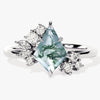 Kite Moss Agate Engagement Ring with Moissanite Sidestones