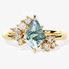 Kite Moss Agate Engagement Ring with Moissanite Sidestones