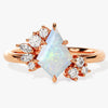 Kite Opal Engagement Ring with Moissanite Sidestones