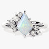 Kite Opal Engagement Ring with Moissanite Sidestones