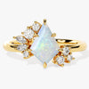 Kite Opal Engagement Ring with Moissanite Sidestones
