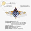 Kite Lab Alexandrite Engagement Ring with Pear Moissanite Sidestones