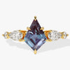 Kite Lab Alexandrite Engagement Ring with Pear Moissanite Sidestones