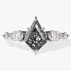Kite Black Rutilated Quartz Engagement Ring with Pear Moissanite Sidestones