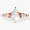 Kite Moonstone Engagement Ring with Pear Moissanite Sidestones