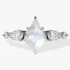 Kite Moonstone Engagement Ring with Pear Moissanite Sidestones