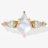 Kite Moonstone Engagement Ring with Pear Moissanite Sidestones
