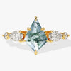 Kite Moss Agate Engagement Ring with Pear Moissanite Sidestones