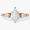 Kite Opal Engagement Ring with Pear Moissanite Sidestones