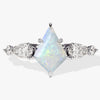 Kite Opal Engagement Ring with Pear Moissanite Sidestones