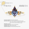 Kite Lab Alexandrite Engagement Ring with Marquise Moissanite Sidestones