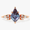 Kite Lab Alexandrite Engagement Ring with Marquise Moissanite Sidestones