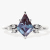 Kite Lab Alexandrite Engagement Ring with Marquise Moissanite Sidestones