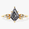 Kite Black Rutilated Quartz Engagement Ring with Marquise Moissanite Sidestones
