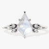 Kite Moonstone Engagement Ring with Marquise Moissanite Sidestones