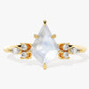 Kite Moonstone Engagement Ring with Marquise Moissanite Sidestones