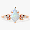 Kite Opal Engagement Ring with Marquise Moissanite Sidestones