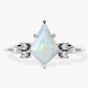 Kite Opal Engagement Ring with Marquise Moissanite Sidestones