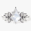 Kite Moonstone Vintage Engagement Ring with Moissanite Sidestones